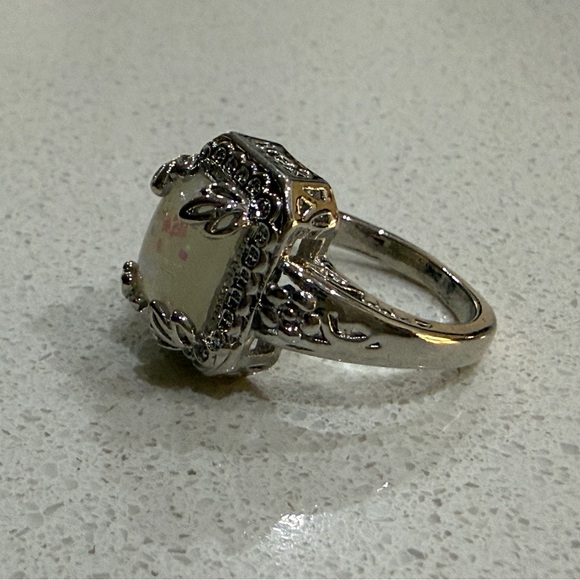 Radiant Silver Tone Synthetic Opal Ring - Picture 5 of 8